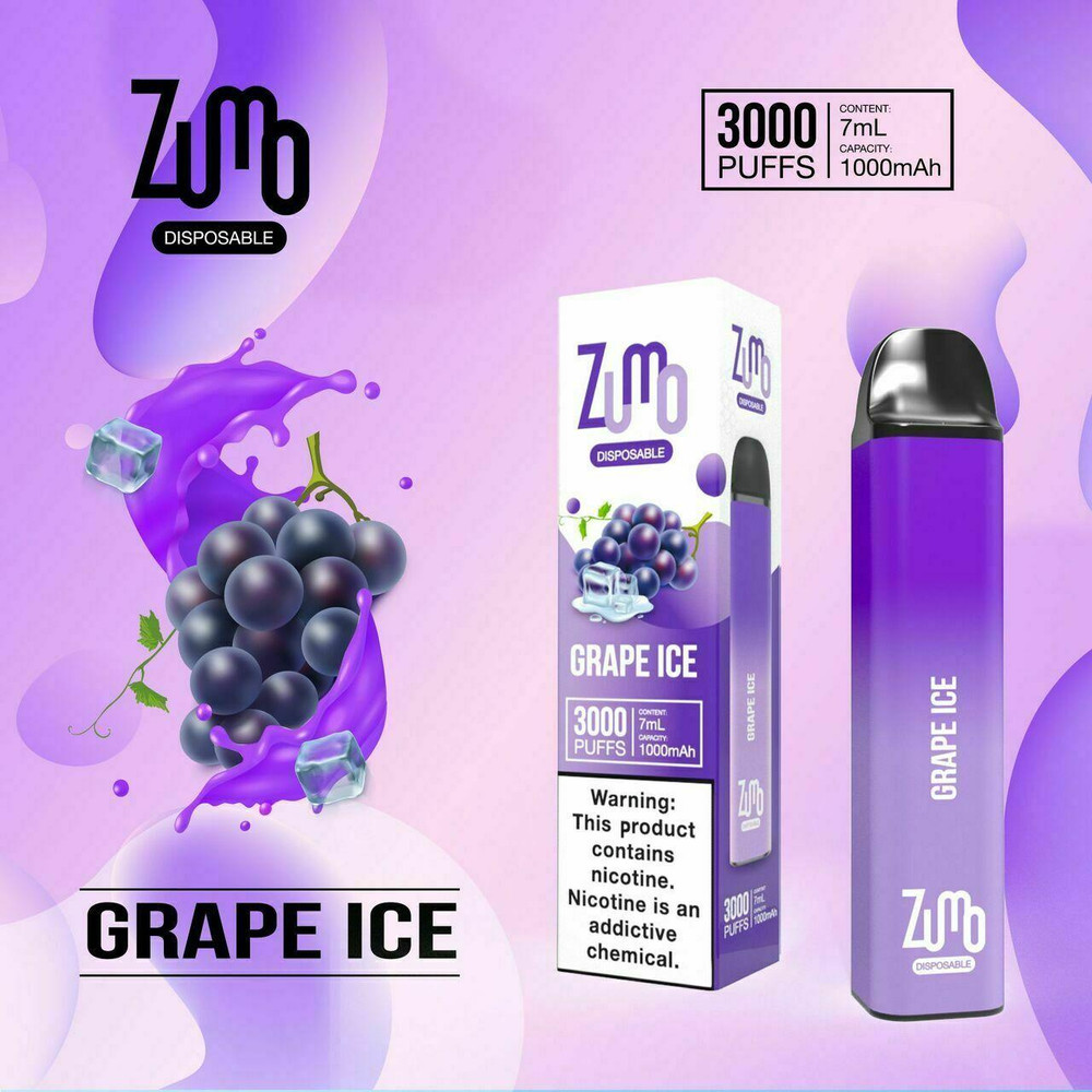 ZUMO DISPOSABLE VAPE 7ML 3000 PUFFS 5percent NIC - DISPLAY OF 10CT