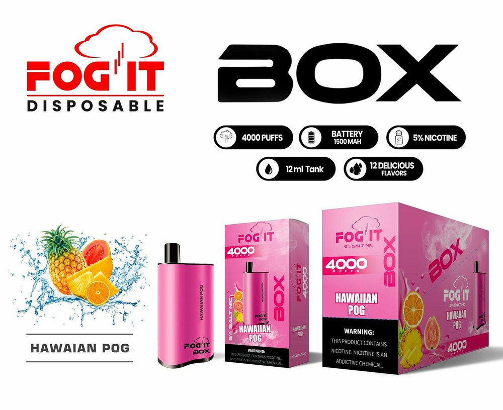 FOG IT BOX 5percent SALT NIC DISPOSABLE VAPE 12ML 4000 PUFFS - 5CT DISPLAY