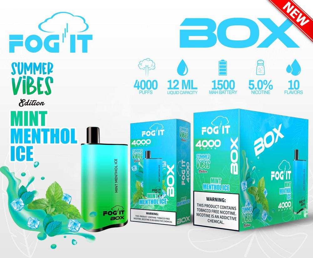 FOG IT BOX 5percent SALT NIC DISPOSABLE VAPE 12ML 4000 PUFFS - 5CT DISPLAY