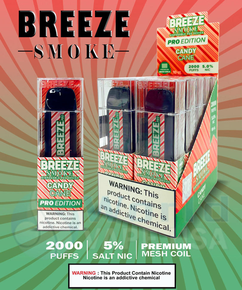  BREEZE SMOKE PRO EDITION 5% DISPOSABLE DEVICE 6ML (2000 PUFFS) - DISPLAY OF 10CT 