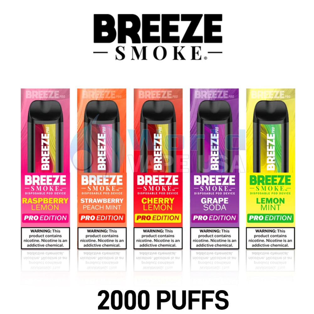 BREEZE SMOKE PRO EDITION 5% DISPOSABLE DEVICE 6ML (2000 PUFFS) - DISPLAY OF 10CT