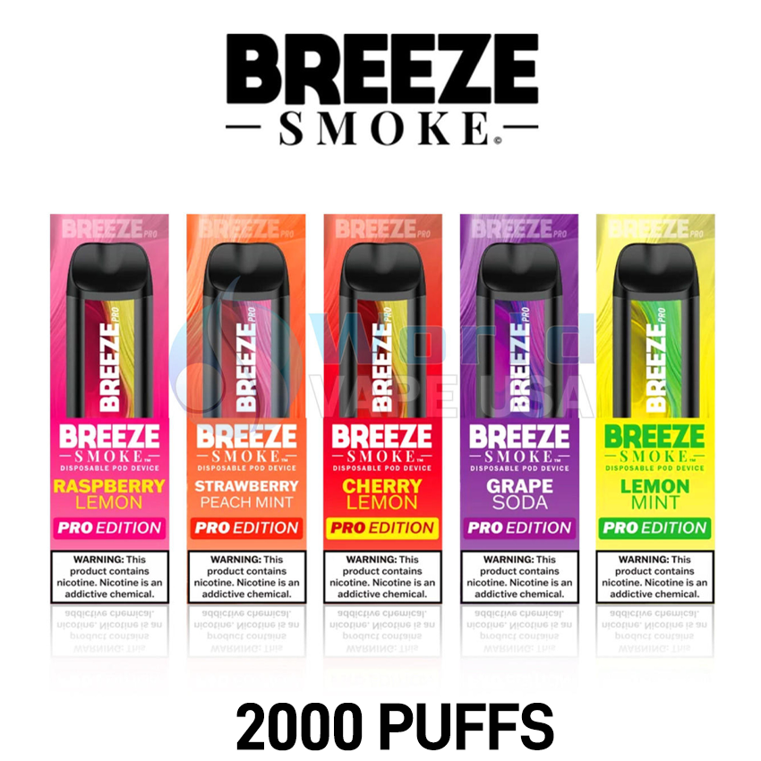 BREEZE SMOKE PRO EDITION 5% DISPOSABLE DEVICE 6ML (2000 PUFFS) - DISPLAY OF 10CT
