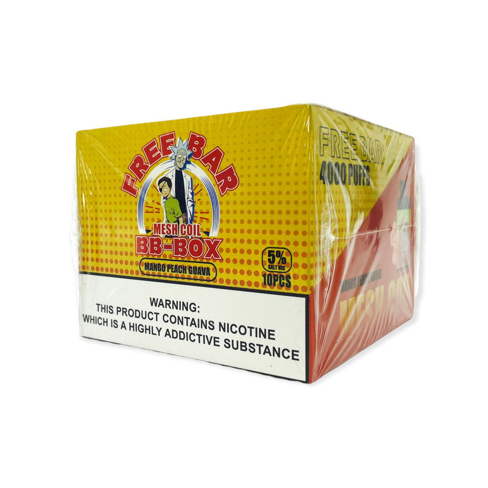 FREE BAR 5percent NIC RECHARGEABLE DISPOSABLE 10ML 4000 PUFFS - 10CT DISPLAY
