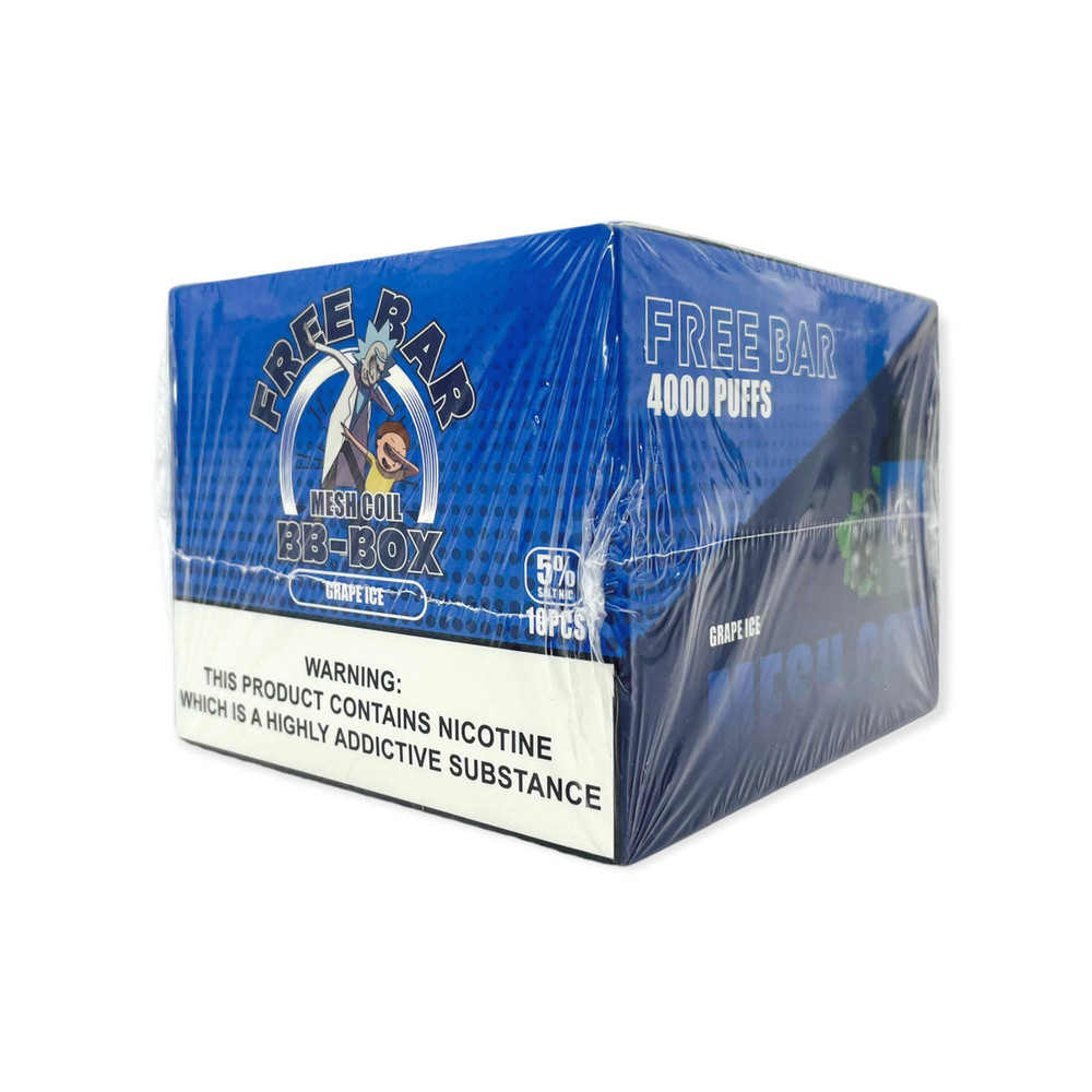 FREE BAR 5percent NIC RECHARGEABLE DISPOSABLE 10ML 4000 PUFFS - 10CT DISPLAY