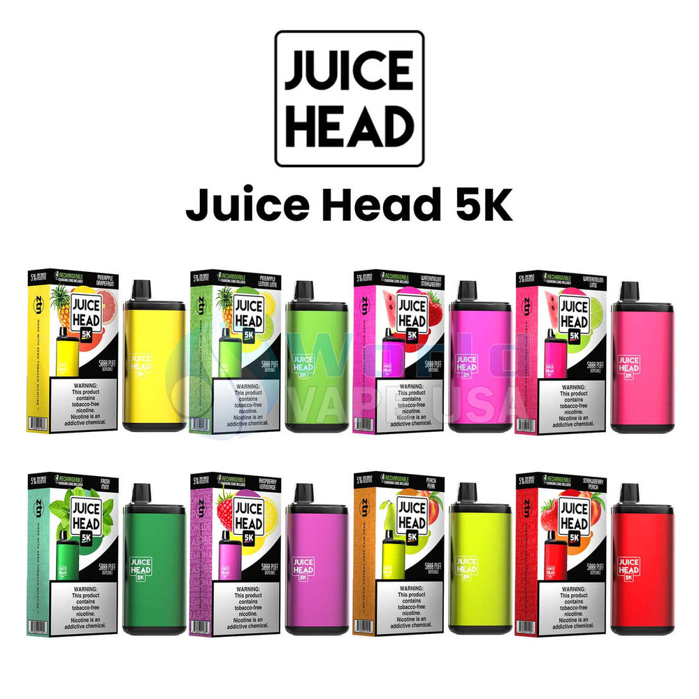  JUICE HEAD 5K RECHARGEABLE 5% NIC DISPOSABLE 14ML 5000 PUFFS - 10CT DISPLAY 