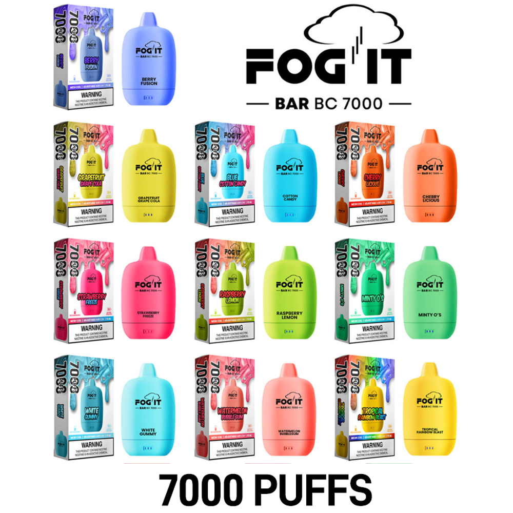 FOG IT BAR 5% BC7000 RECHARGEABLE DISPOSABLE 7000 PUFFS 15ML - 10CT DISPLAY