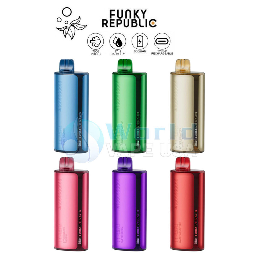  FUNKY REPUBLIC 5% NIC TI7000 RECHARGEABLE DISPOSABLE 7000 PUFF 17ML - 5CT DISPLAY 
