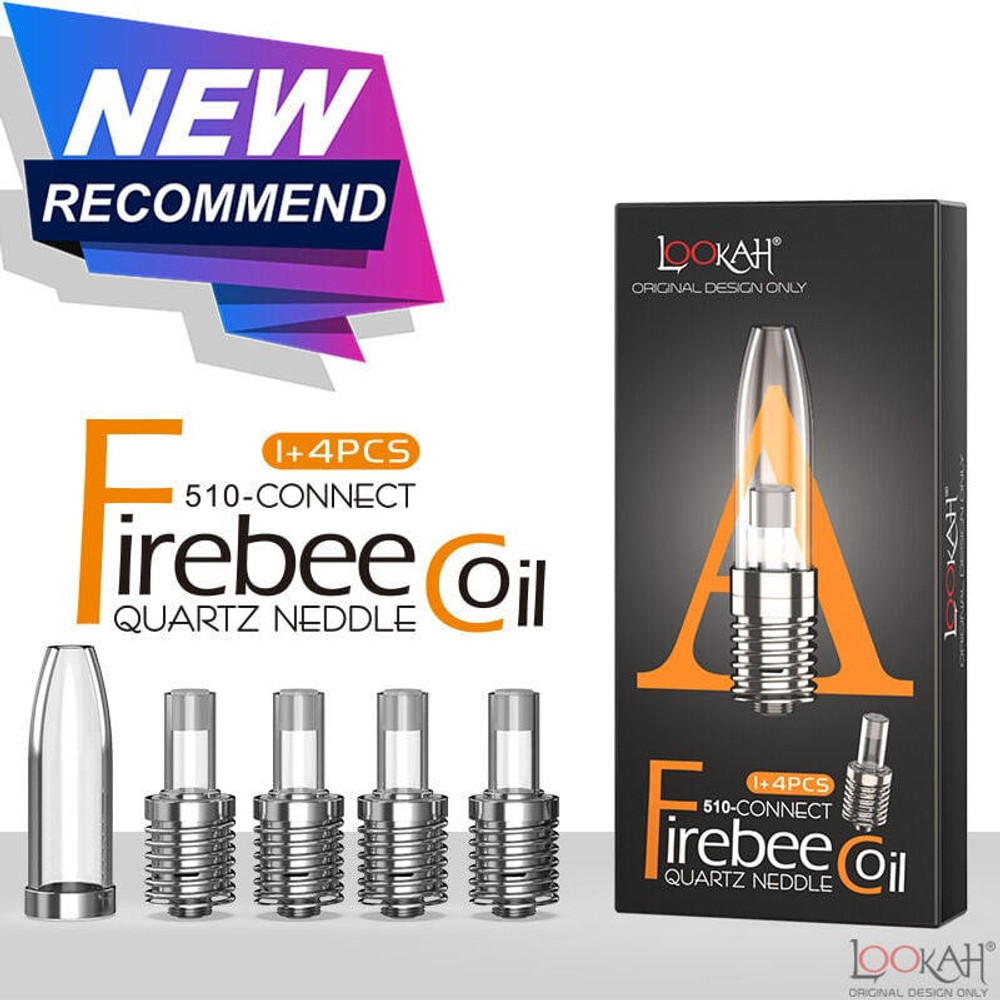  LOOKAH FIREBEE 510 CONNECT QUARTZ REPLACEMENT COILS - 4CT + 1 GLASS MOUTHPIECE 