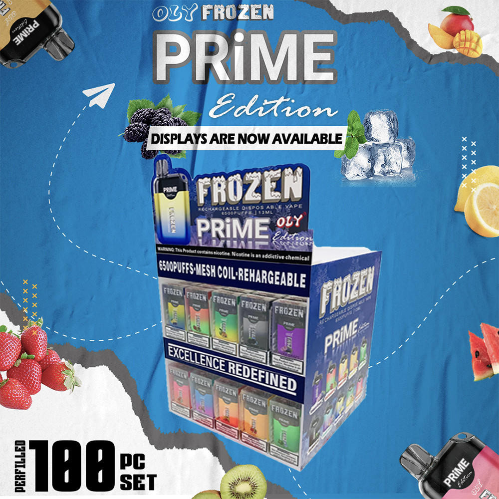  OLY FROZEN PRIME EDITION 5% RECHARGEABLE DISPOSABLE 13ML 6500 PUFFS - 100CT DISPLAY 
