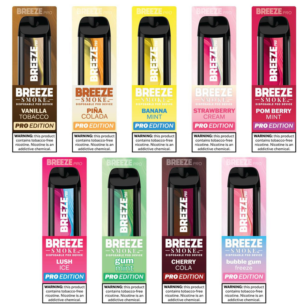  BREEZE PRO 2000 PUFFS MIX FLAVORS COUNTER DISPLAY #4 - 100CT PRE-FILLED 