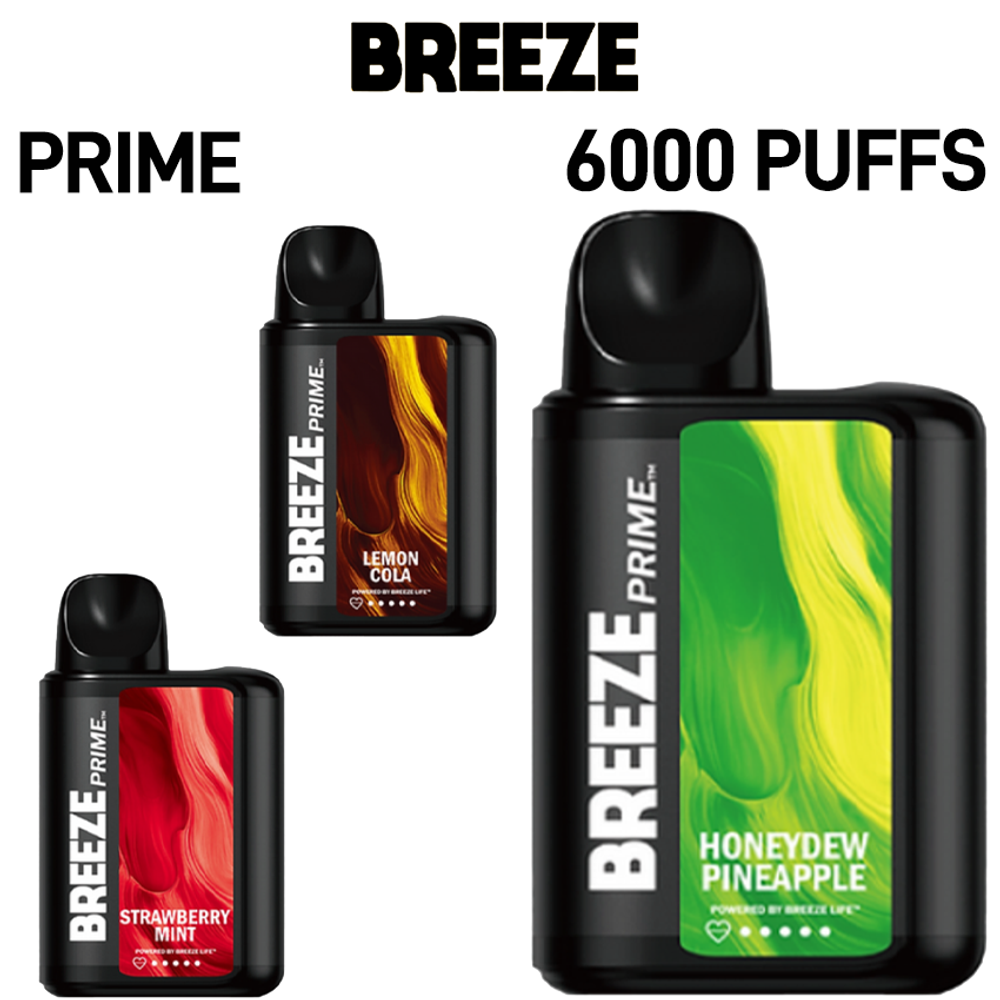 BREEZE SMOKE PRIME EDITION 5% DISPOSABLE VAPE 10ML 6000 PUFFS - 5CT DISPLAY