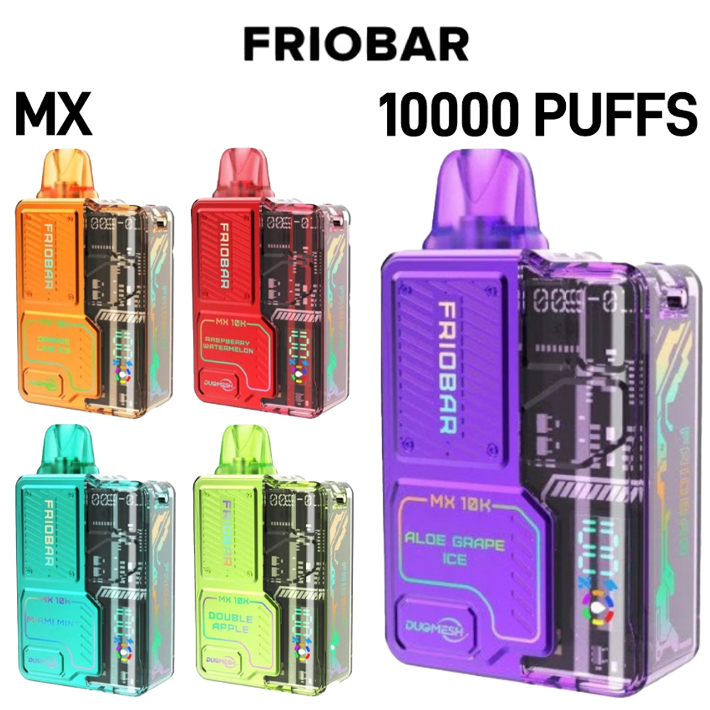 FRIO BAR MX 10000 PUFFS 5% NIC 10ML RECHARGEABLE DISPOSABLE VAPE - 5CT DISPLAY