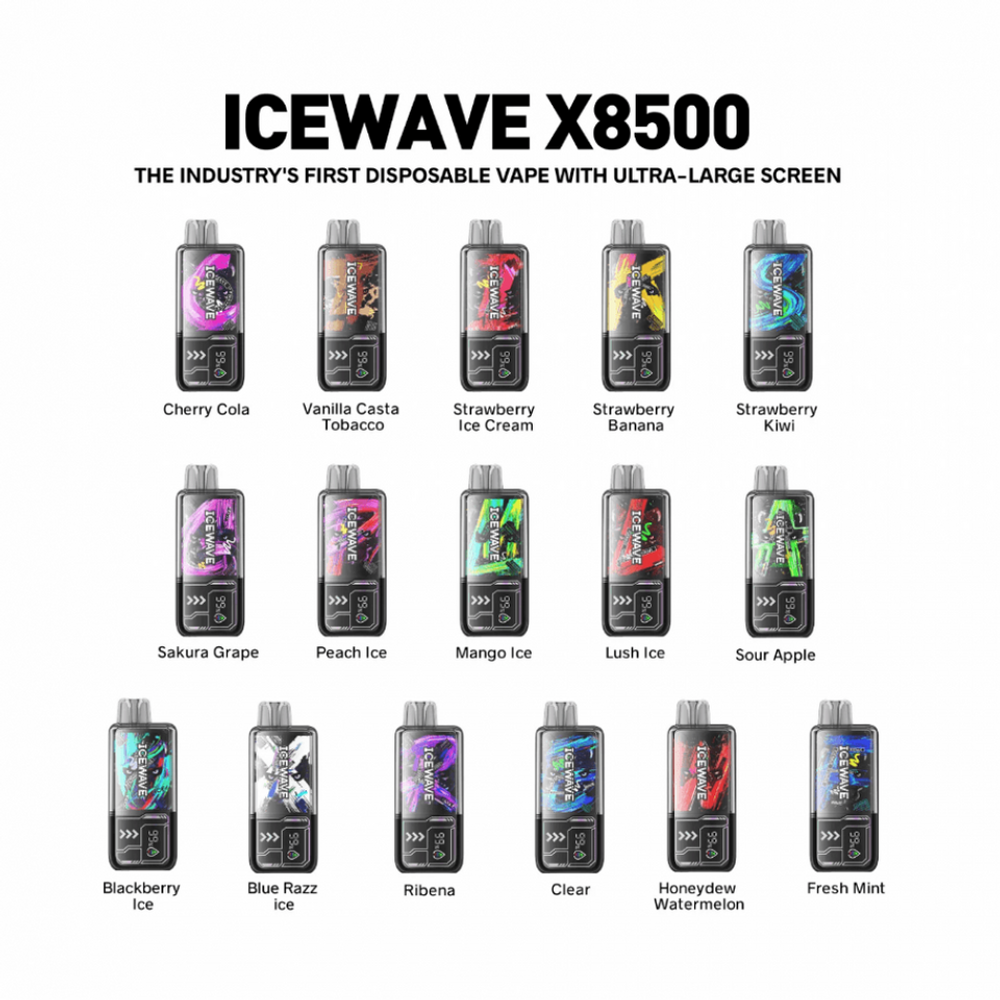 ICEWAVE X8500 18ML 8500 PUFFS VAPE DISPOSABLE - DISPLAY OF 5