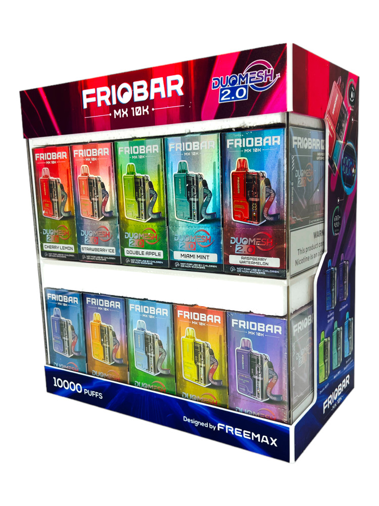 FRIO BAR MX 10000 PUFFS 5% NIC 10ML RECHARGEABLE DISPOSABLE VAPE - 50CT DISPLAY