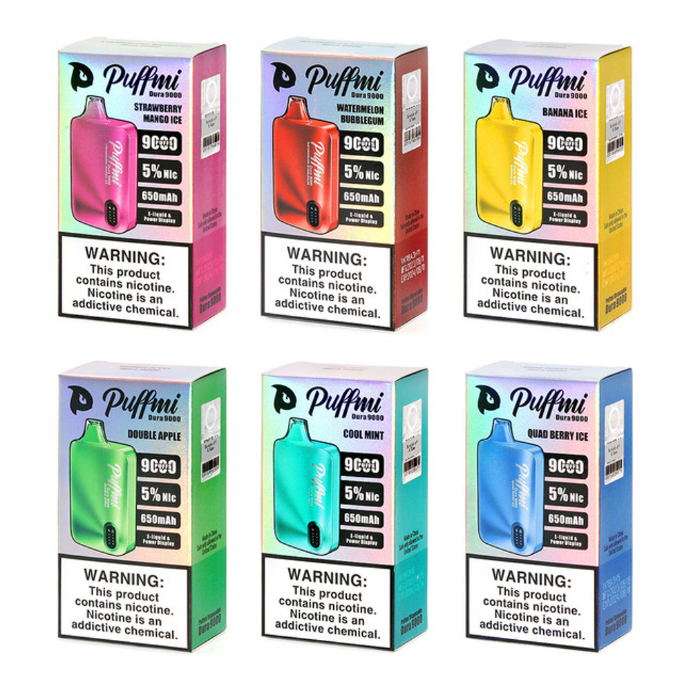 PUFFMI DURA 9000 20ML 9000 PUFFS DISPOSABLE VAPE - DISPLAY OF 5