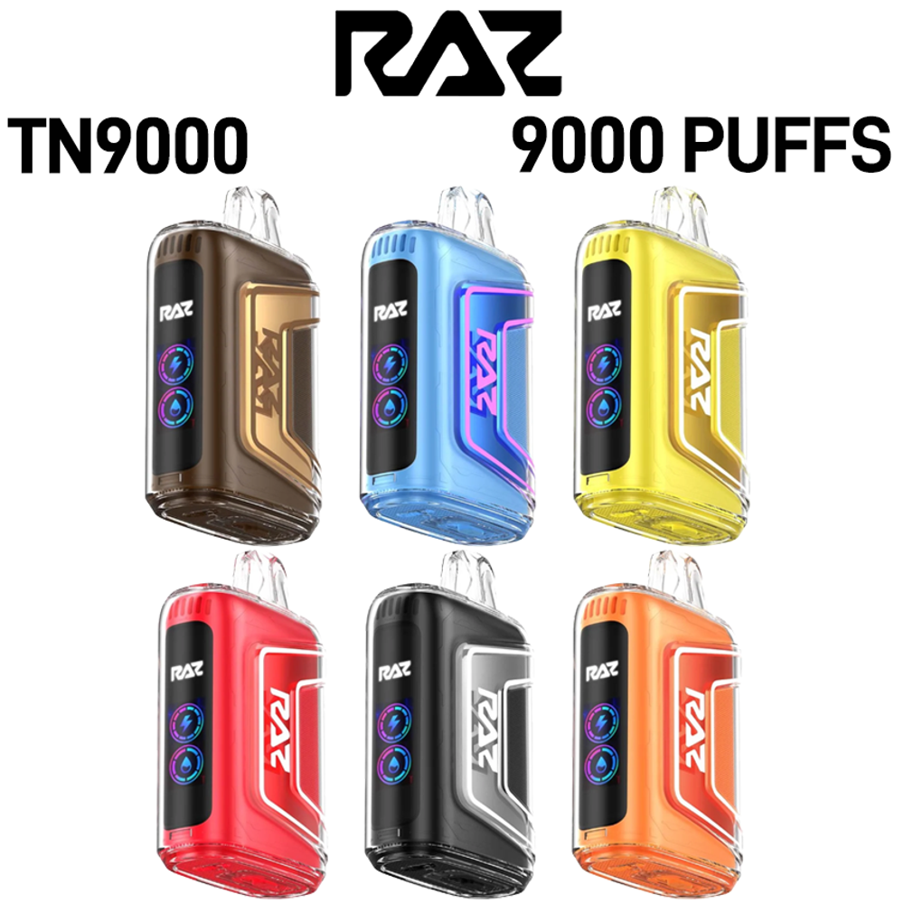 RAZ TN9000 5% NIC 9000 PUFFS RECHARGEABLE DISPOSABLE VAPE - 5CT DISPLAY