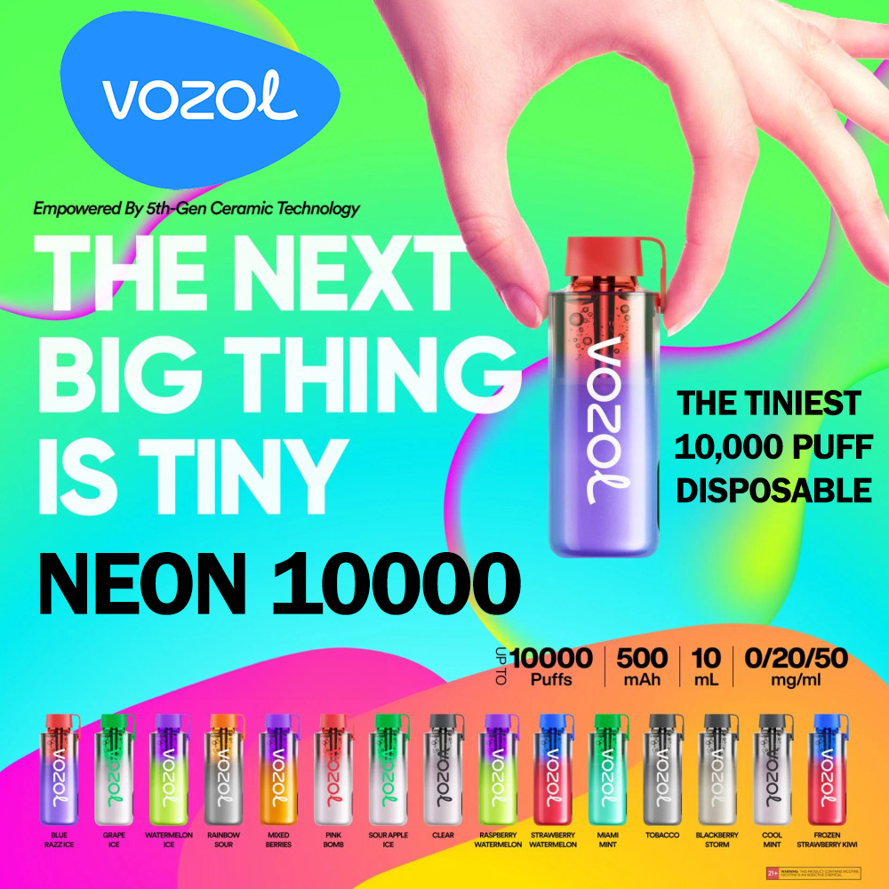 VOZOL NEON 10000 PUFFS 10ML DISPOSABLE VAPE - 5CT DISPLAY