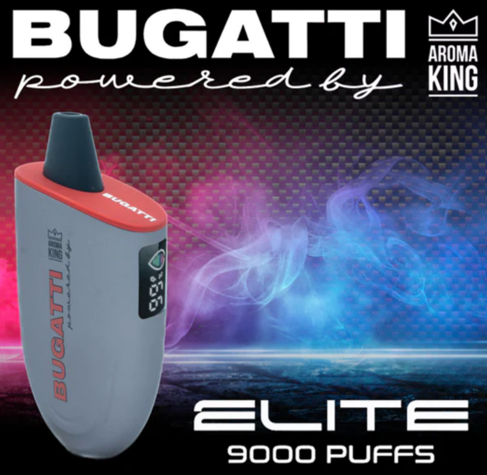 BUGATTI ELITE BY AROMA KING 15ML 9000 PUFFS 5% NIC RECHARGEABLE DISPOSABLE VAPE - 10CT DISPLAY