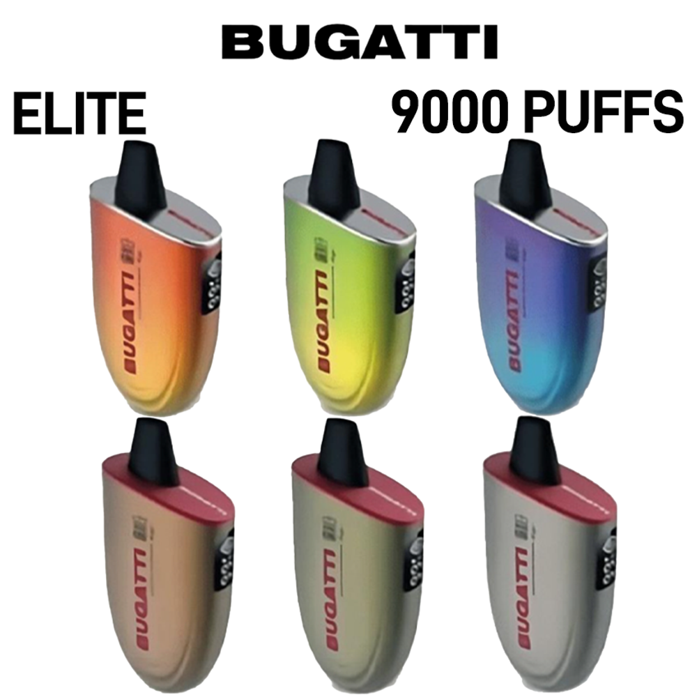 BUGATTI ELITE BY AROMA KING 15ML 9000 PUFFS 5% NIC RECHARGEABLE DISPOSABLE VAPE - DISPLAY OF 10