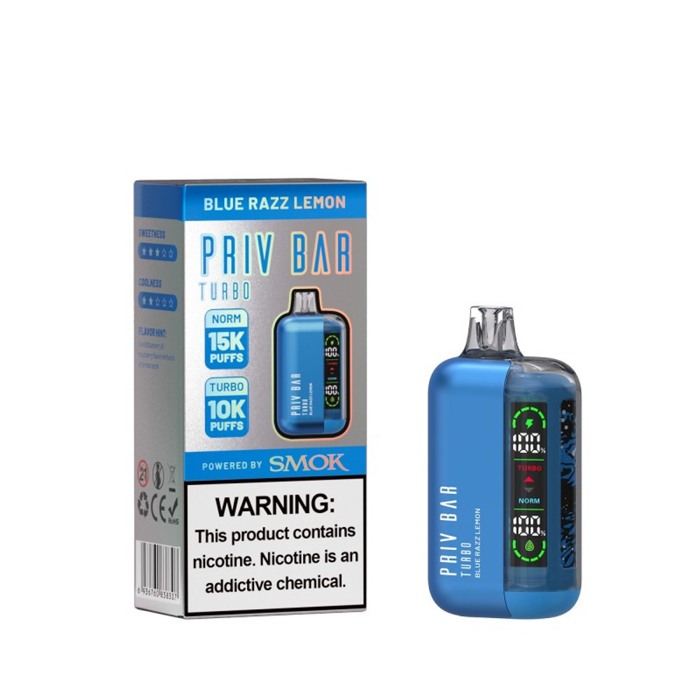 SMOKE PRIV BAR TURBO 5% NIC 15,000 PUFFS DISPOSABLE VAPE - 5CT DISPLAY