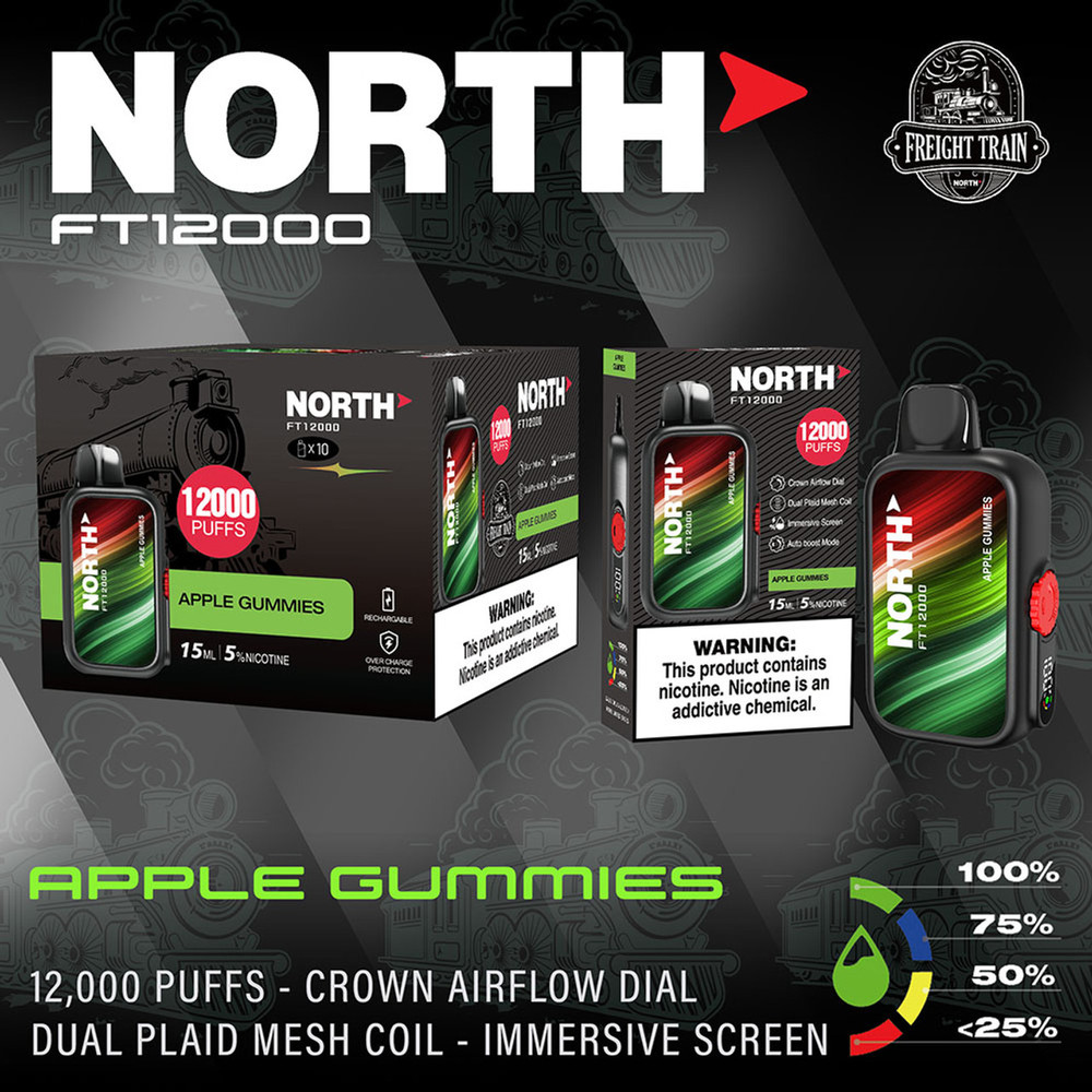 NORTH FT12000 DISPOSABLE VAPE - 12000 PUFFS - DISPLAY OF 10CT