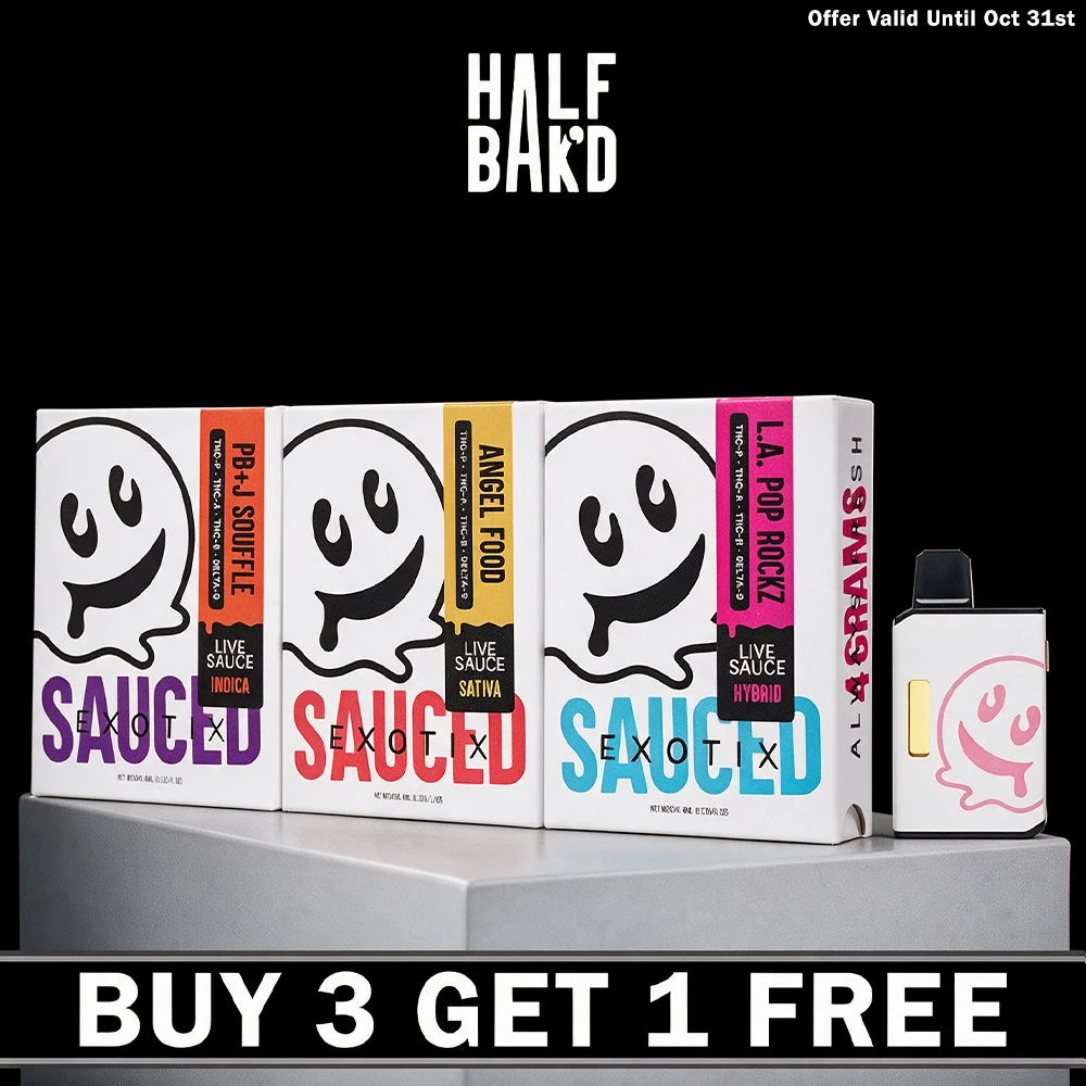 HALF BAK'D SAUCE'D EXOTIX THC-P LIVE RESIN 4G DISPOSABLE VAPE