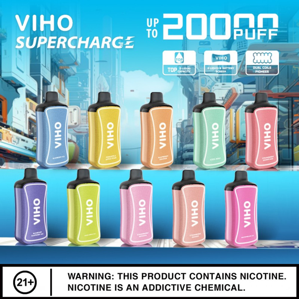 VIHO SUPERCHARGE 20,000 PUFFS DISPOSABLE VAPE - DISPLAY OF 5