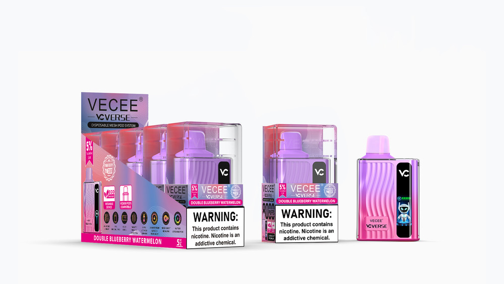 VECEE VERCE 8000 PUFFS DISPOSABLE VAPE 5% NICOTINE 12ML - DISPLAY OF 5