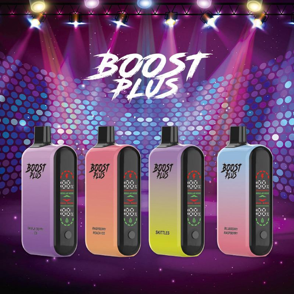 BOOST PLUS 5% NICOTINE 20,000 PUFFS DISPOSABLE VAPE 25ML - DISPLAY OF 5