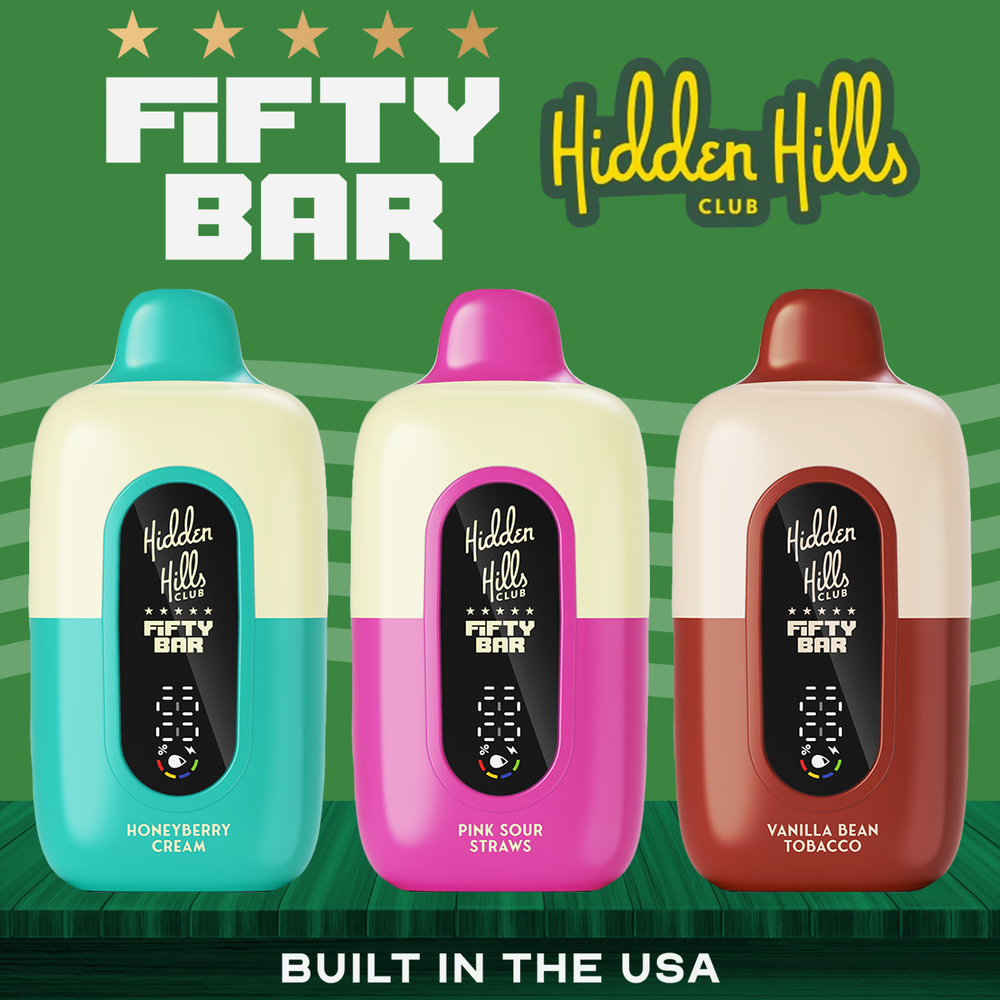 FIFTY BAR X HIDDEN HILLS 18ML 20,000 PUFFS DISPOSABLE VAPE - DISPLAY OF 5