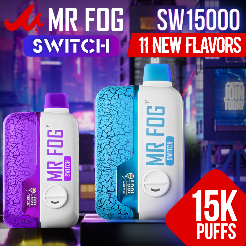MR FOG SWITCH SW15000 5% NIC 15,000 PUFFS DISPOSABLE VAPE *NEW FLAVORS* - DISPLAY OF 5