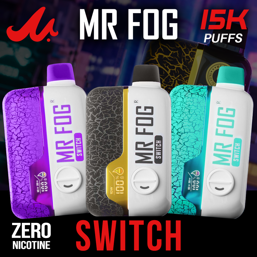 MR FOG SWITCH SW15000 (ZERO NICOTINE) 15,000 PUFFS DISPOSABLE VAPE *NEW FLAVORS - DISPLAY OF 5