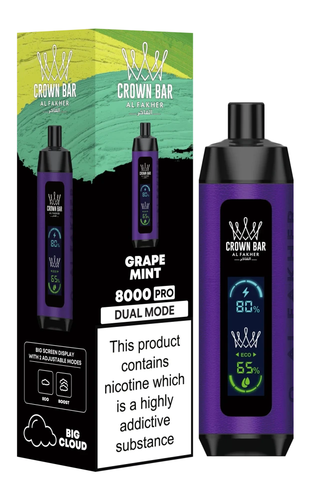 AL FAKHER CROWN BAR PRO 18ML BIG CLOUD 8,000 PUFFS DISPOSABLE VAPE - DISPLAY OF 5