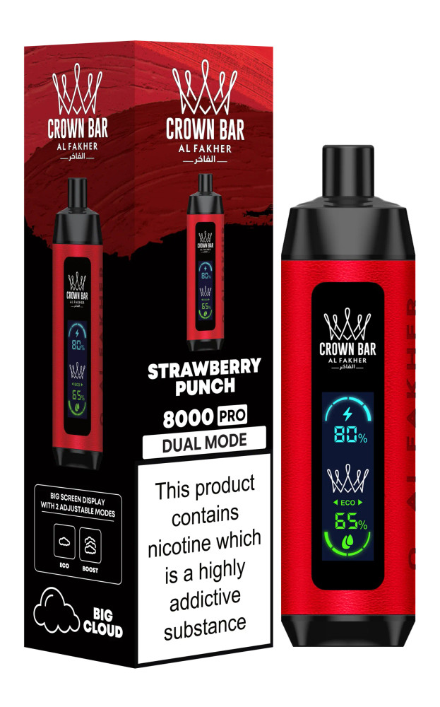 AL FAKHER CROWN BAR PRO 18ML BIG CLOUD 8,000 PUFFS DISPOSABLE VAPE - DISPLAY OF 5
