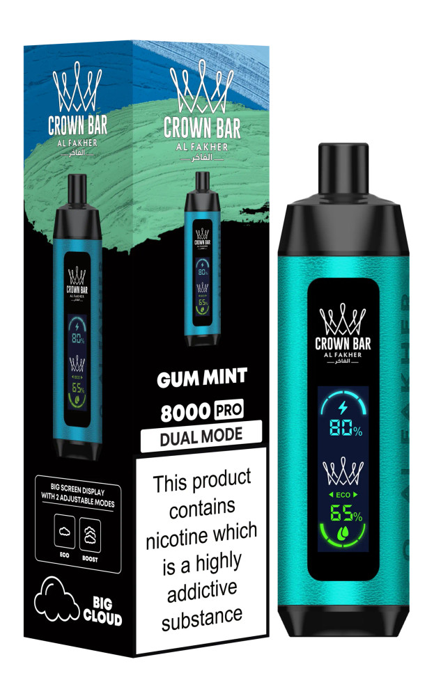 AL FAKHER CROWN BAR PRO 18ML BIG CLOUD 8,000 PUFFS DISPOSABLE VAPE - DISPLAY OF 5