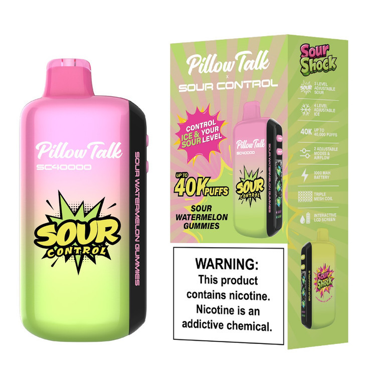 PILLOW TALK SC40000 (SOUR CONTROL) 40,000 PUFFS DISPOSABLE VAPE - DISPLAY OF 5