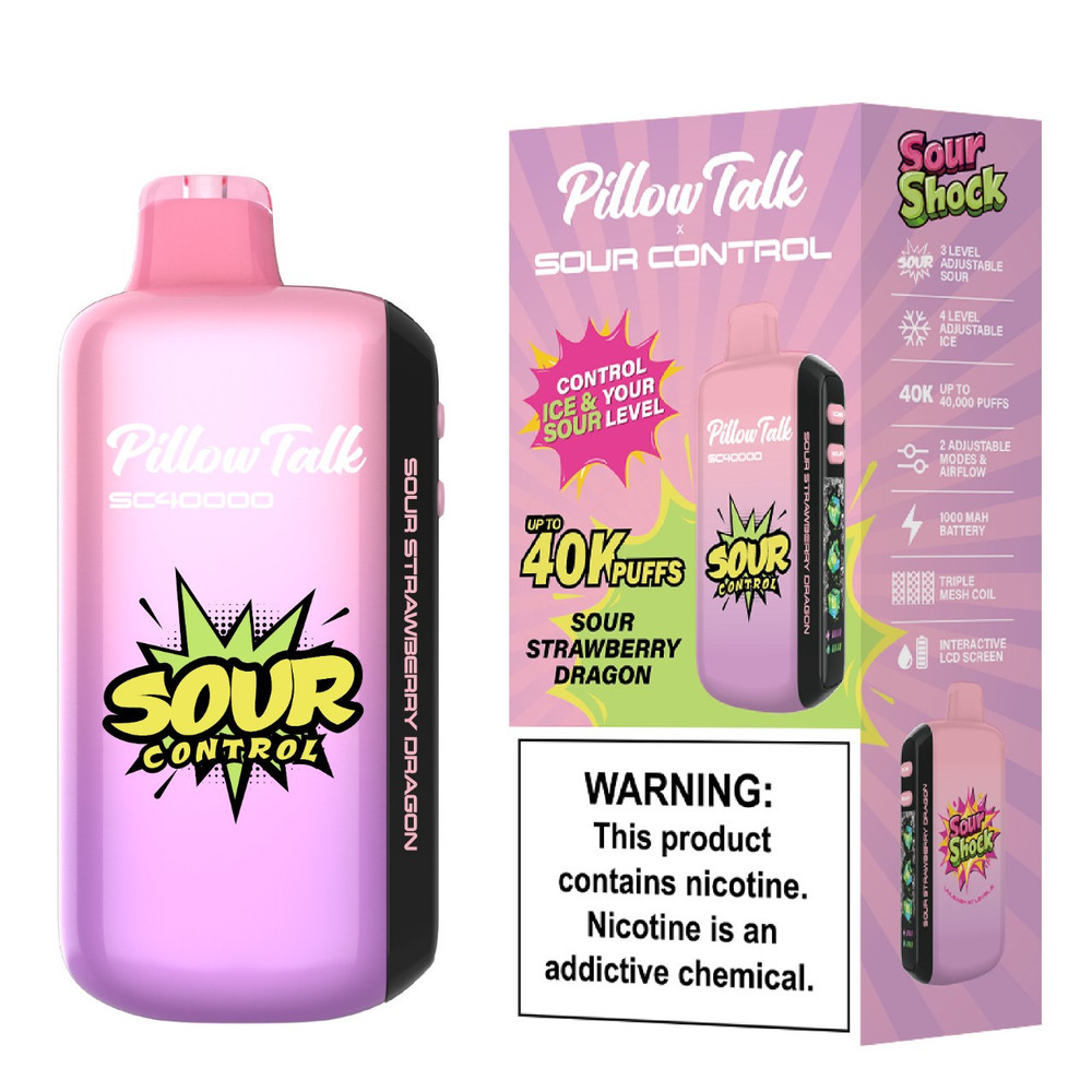 PILLOW TALK SC40000 (SOUR CONTROL) 40,000 PUFFS DISPOSABLE VAPE - DISPLAY OF 5
