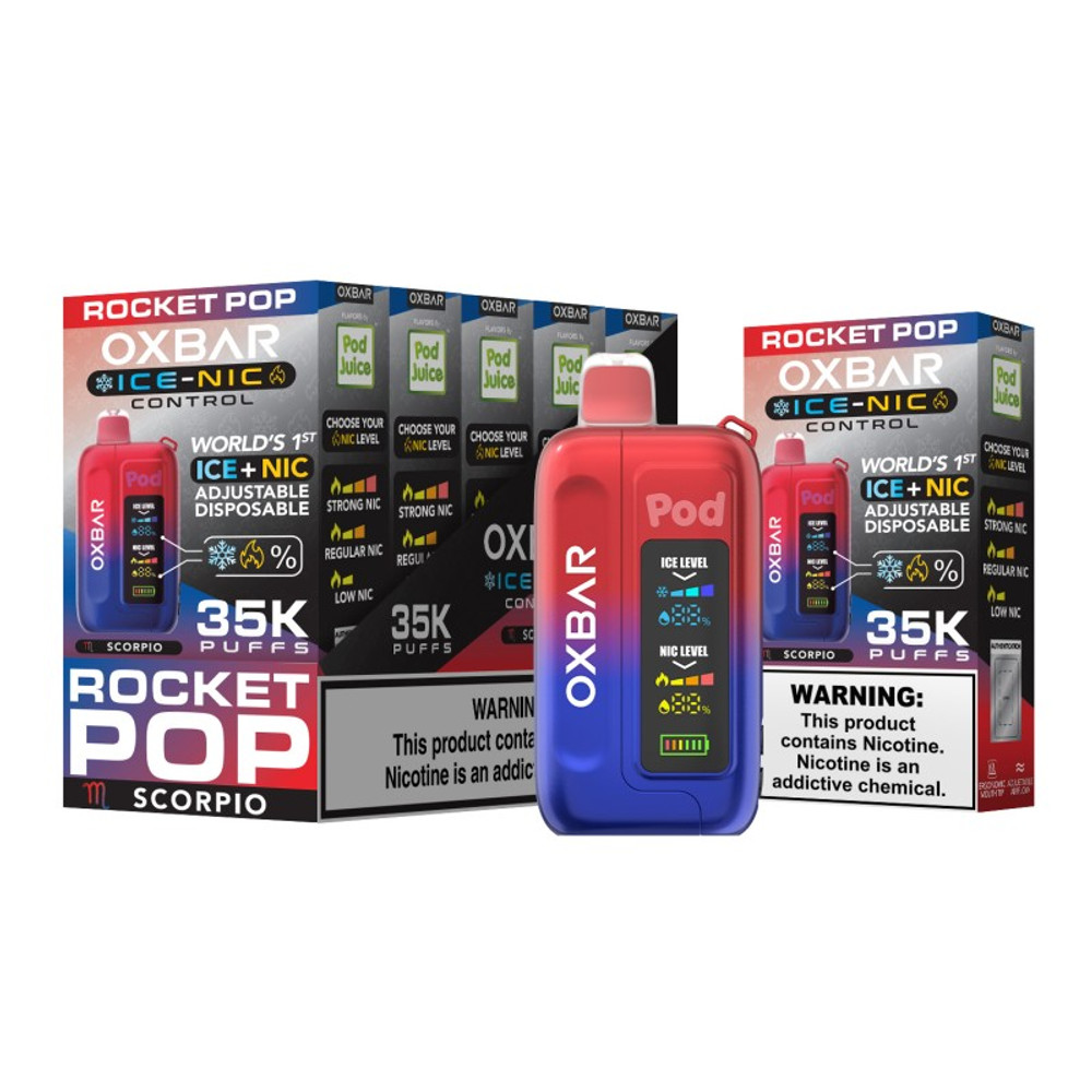 POD X OXBAR (NIC-ICE CONTROL) 35,000 PUFFS DISPOSABLE VAPE - DISPLAY OF 5