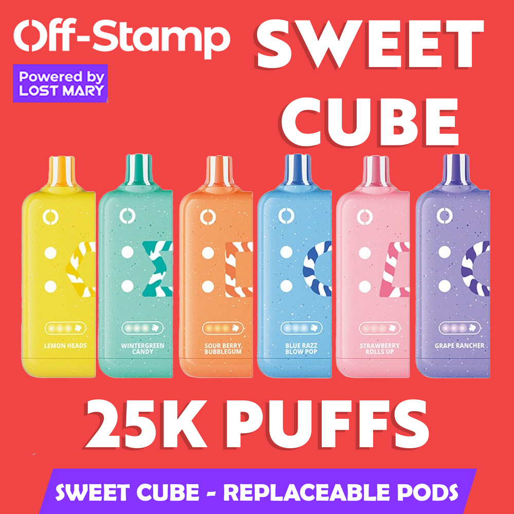 OFF STAMP SWEET CUBE 25,000 PUFFS 18ML DISPOSABLE POD - DISPLAY OF 5