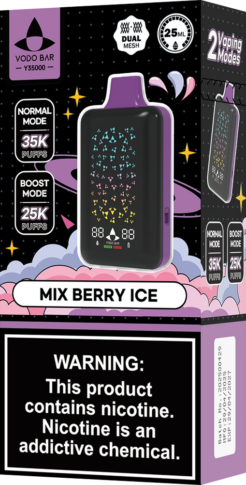 VODO BAR 35,000 PUFFS DISPOSABLE VAPE - DISPLAY OF 5