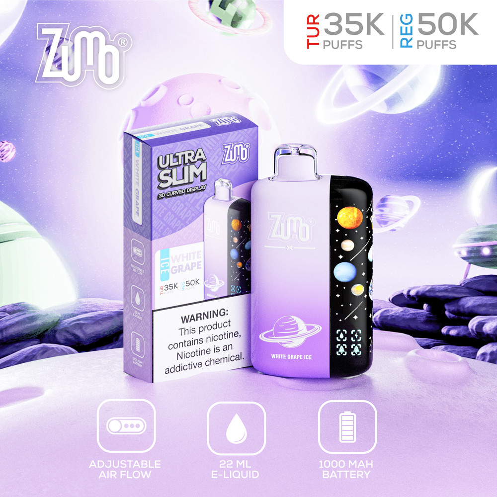 Zumo Ultra Slim 50,000 Puffs Disposable Vape - White Grape - Display of 5 - Wholesale