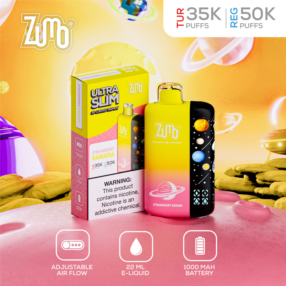Zumo Ultra Slim 50,000 Puffs Disposable Vape - Strawberry Banana - Display of 5 - Wholesale