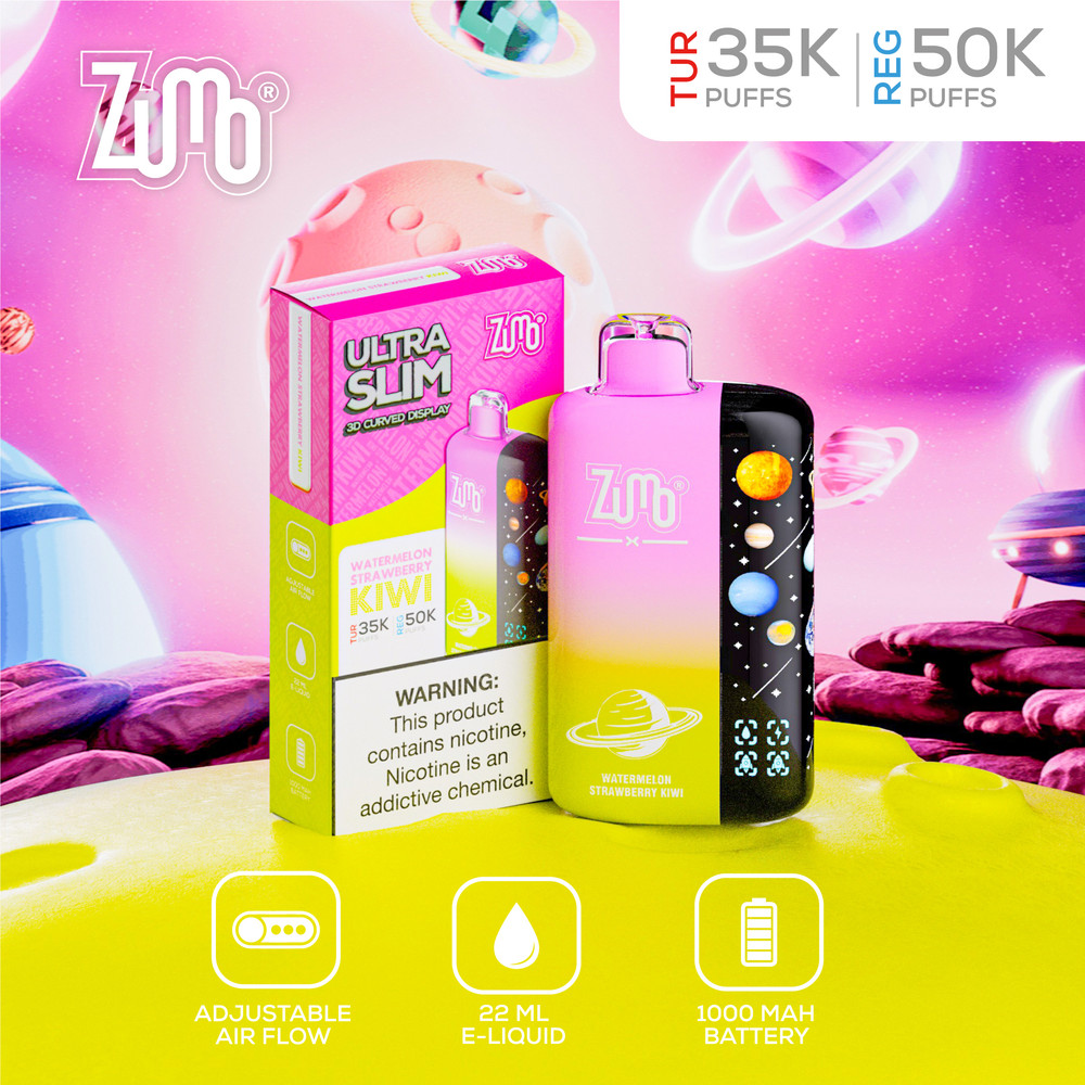 Zumo Ultra Slim 50,000 Puffs Disposable Vape - Strawberry Kiwi - Display of 5 - Wholesale