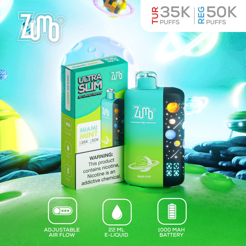 Zumo Ultra Slim 50,000 Puffs Disposable Vape - Miami Mint - Display of 5 - Wholesale