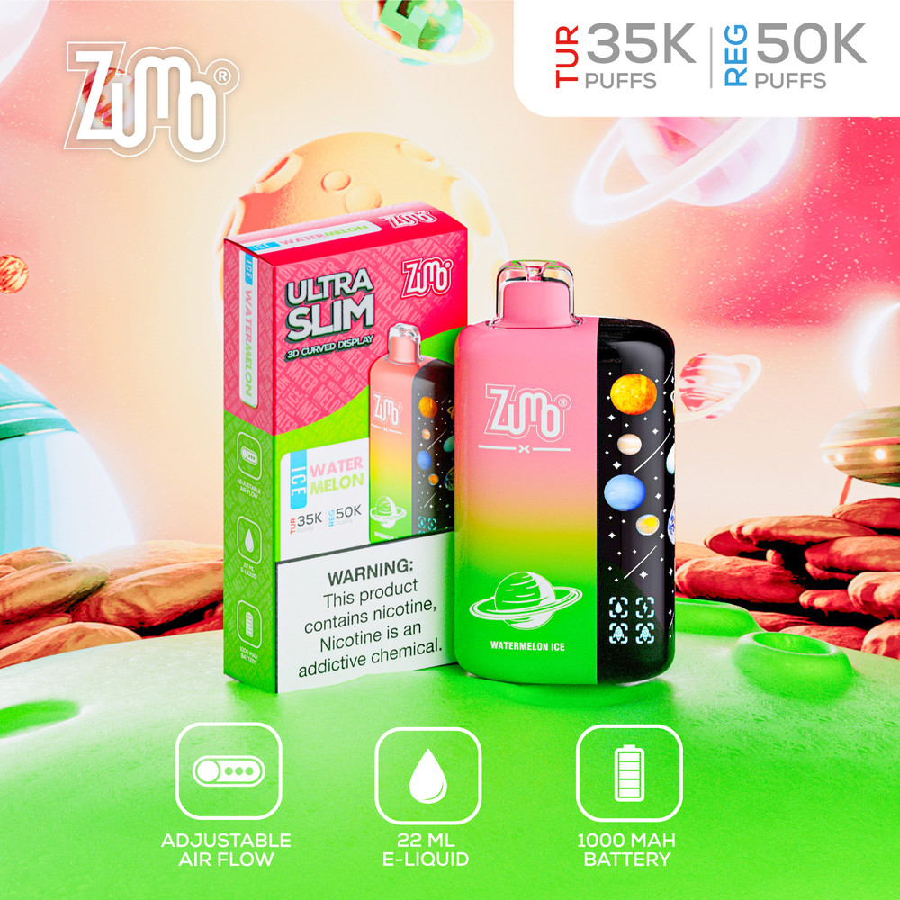 Zumo Ultra Slim 50,000 Puffs Disposable Vape - Watermelon - Display of 5 - Wholesale