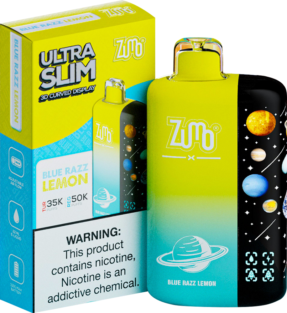 Zumo Ultra Slim 50,000 Puffs Disposable Vape - Blue Razz Lemon - Display of 5 - Wholesale