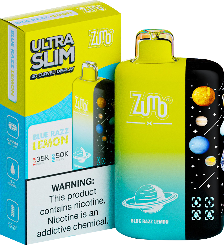 Zumo Ultra Slim 50,000 Puffs Disposable Vape - Blue Razz Lemon - Display of 5 - Wholesale