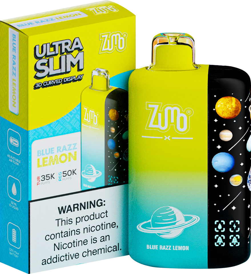 Zumo Ultra Slim 50,000 Puffs Disposable Vape - Blue Razz Lemon - Display of 5 - Wholesale