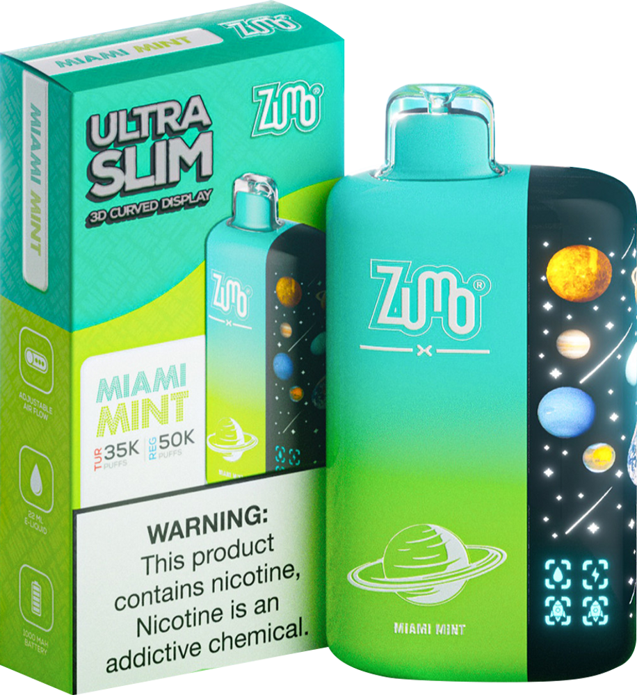 Zumo Ultra Slim 50,000 Puffs Disposable Vape - Miami Mint - Display of 5 - Wholesale