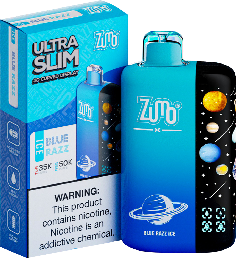 Zumo Ultra Slim 50,000 Puffs Disposable Vape - Blue Razz - Display of 5 - Wholesale